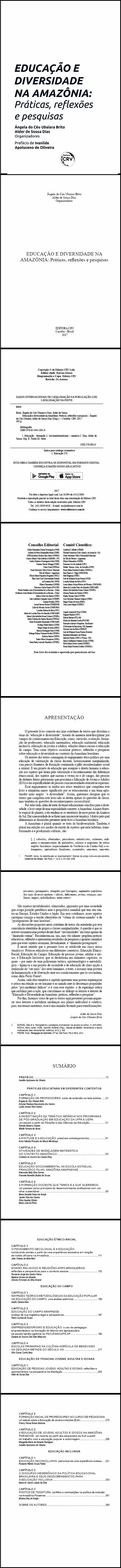 EDUCAÇÃO E DIVERSIDADE NA AMAZÔNIA:<br> praticas, reflexões e pesquisas